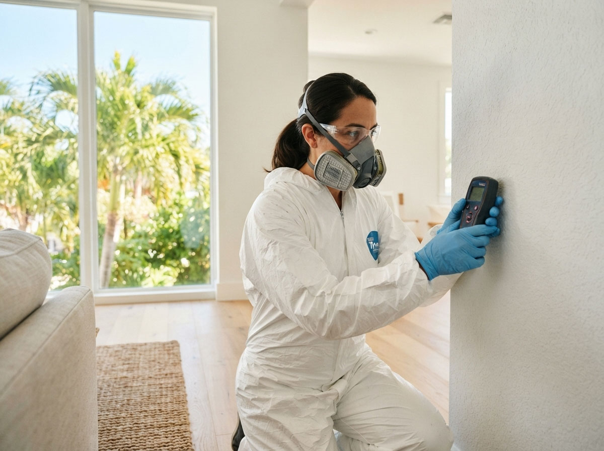 Florida Mold Remediation technician performing mold removal